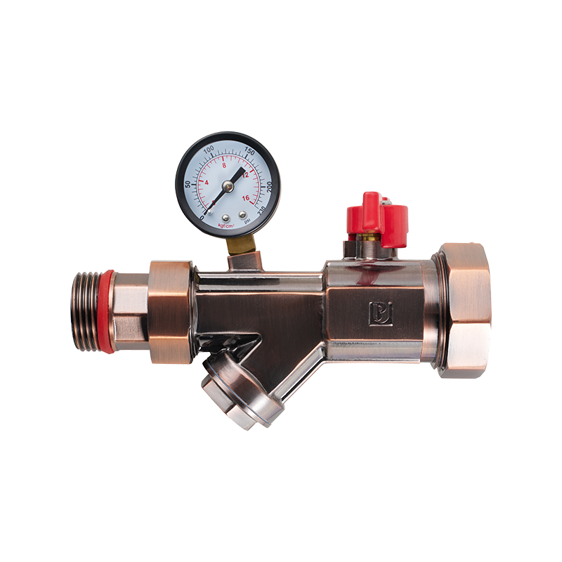 Butterfly Handle Union Filter Ball Valve with Gauge